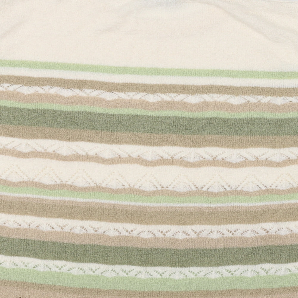 BM Womens White Striped  Pullover Jumper Size M