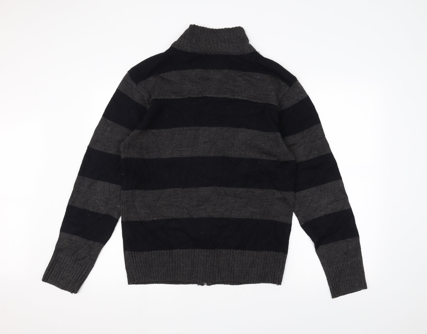 Lee Cooper Mens Grey Striped  Full Zip Jumper Size M