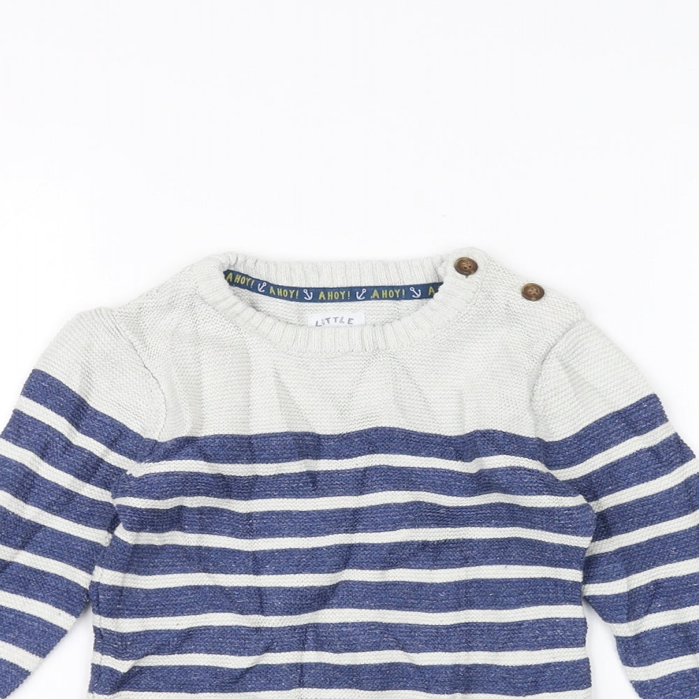 Mothercare Baby Grey Striped  Pullover Jumper Size 18-24 Months