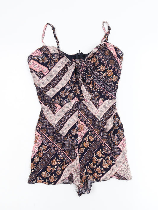 Front view of Primark women’s multicoloured geometric jumpsuit one-piece, size UK 6