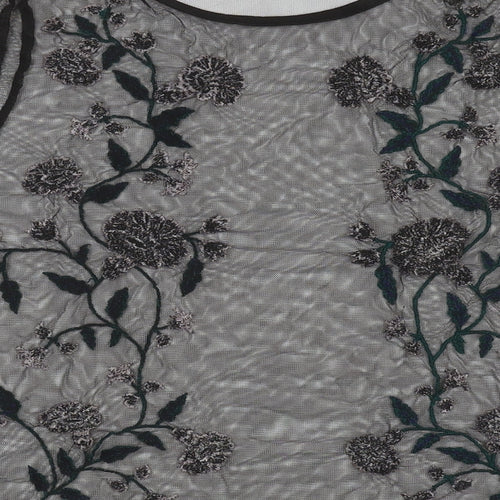 River Island Womens Black Floral  Basic T-Shirt Size 10