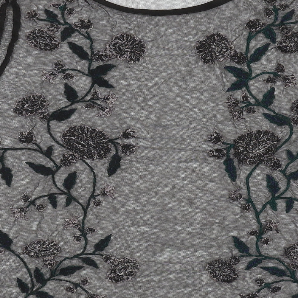 River Island Womens Black Floral  Basic T-Shirt Size 10