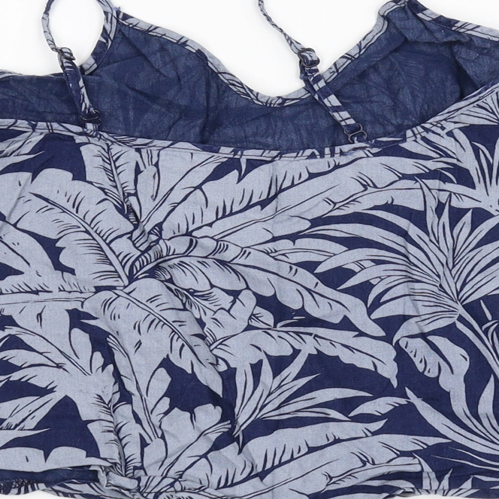 Topshop Womens Blue Floral Denim Basic Tank Size 4