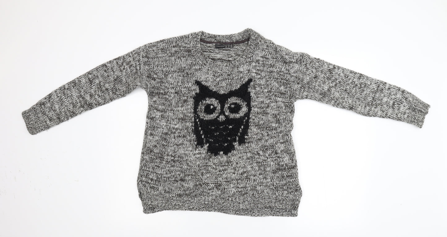 Primark Womens Grey  Knit Pullover Jumper Size 8  - Owl