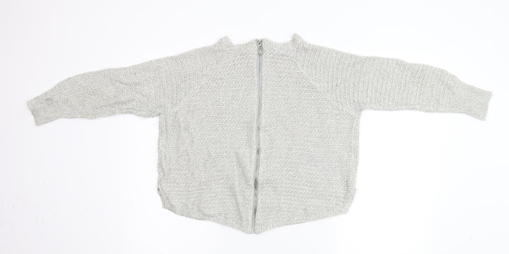 Golddigga Womens Grey Knit Full Zip Jumper Size 8