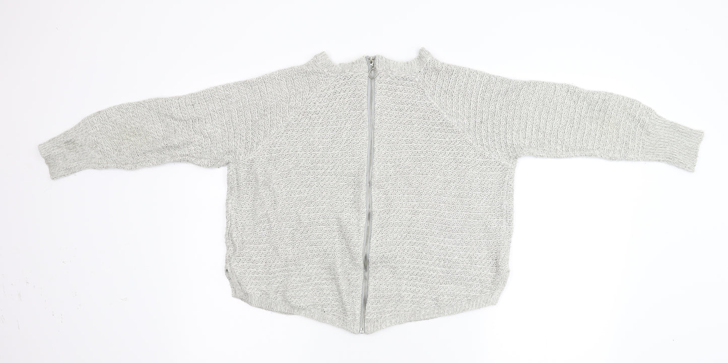 Golddigga Womens Grey  Knit Full Zip Jumper Size 8
