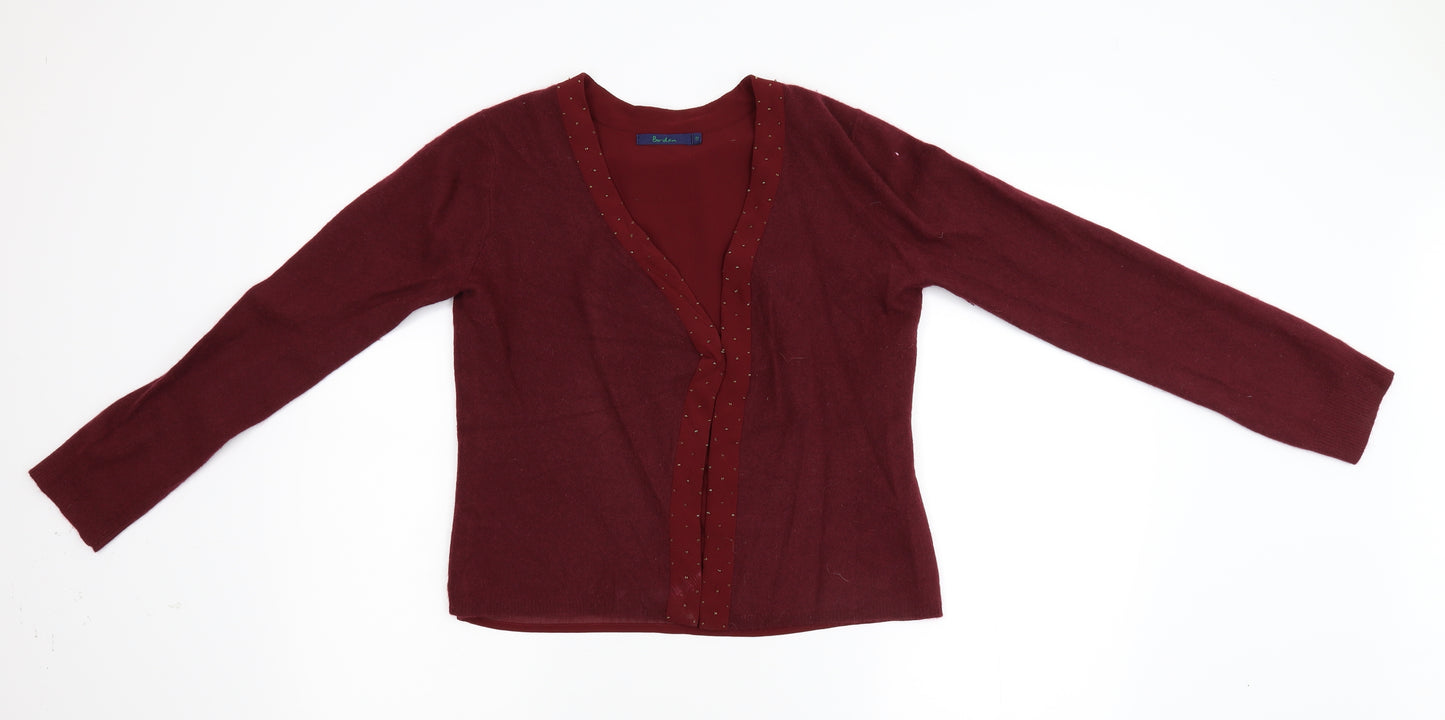 Boden Womens Red  Knit Cardigan Jumper Size 12  - Lambswool