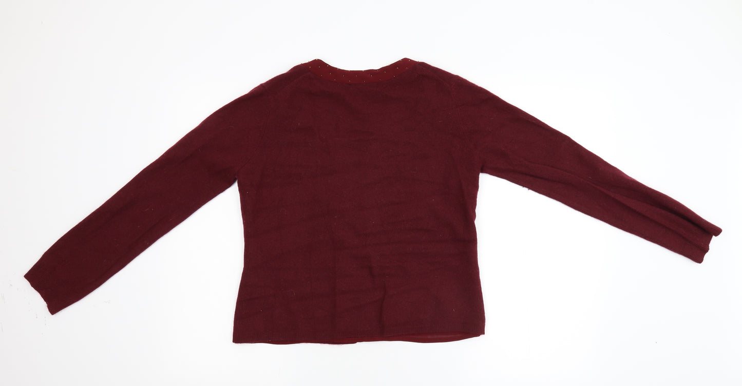 Boden Womens Red  Knit Cardigan Jumper Size 12  - Lambswool