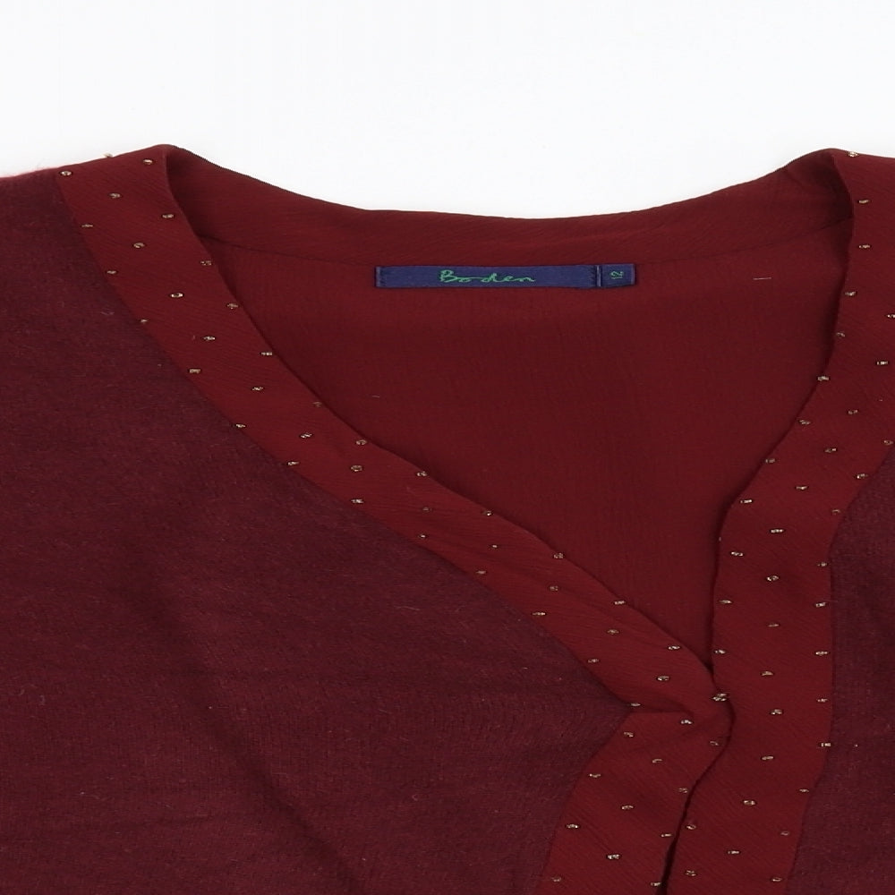 Boden Womens Red  Knit Cardigan Jumper Size 12  - Lambswool
