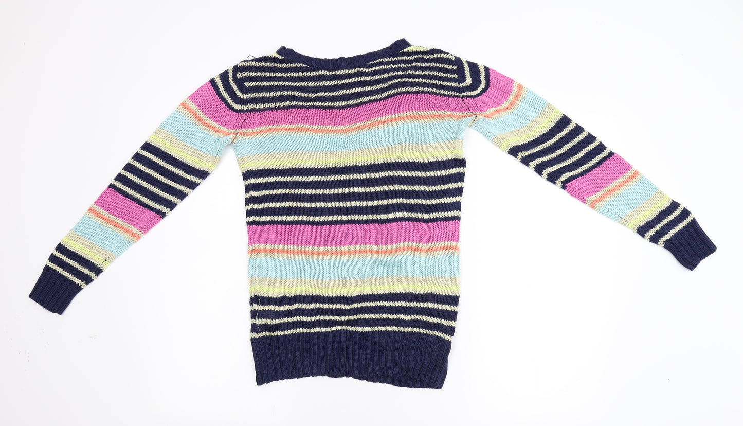Preworn Womens Multicoloured Striped Knit Pullover Jumper Size M