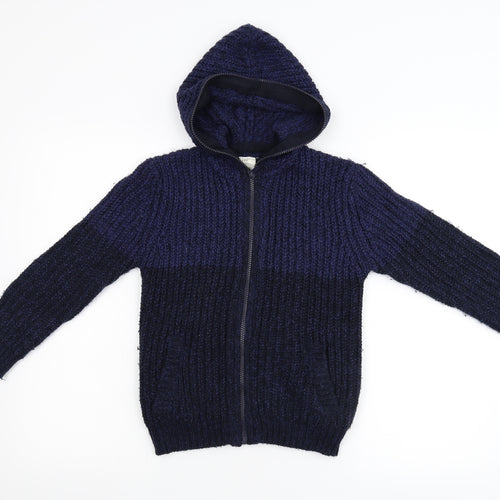 Zara Boys Blue  Knit Full Zip Hoodie Size 7 Years