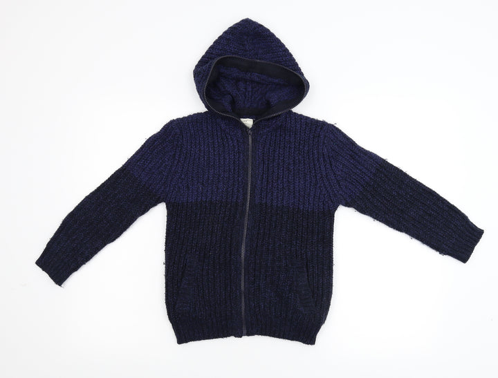 Zara Boys Blue  Knit Full Zip Hoodie Size 7 Years