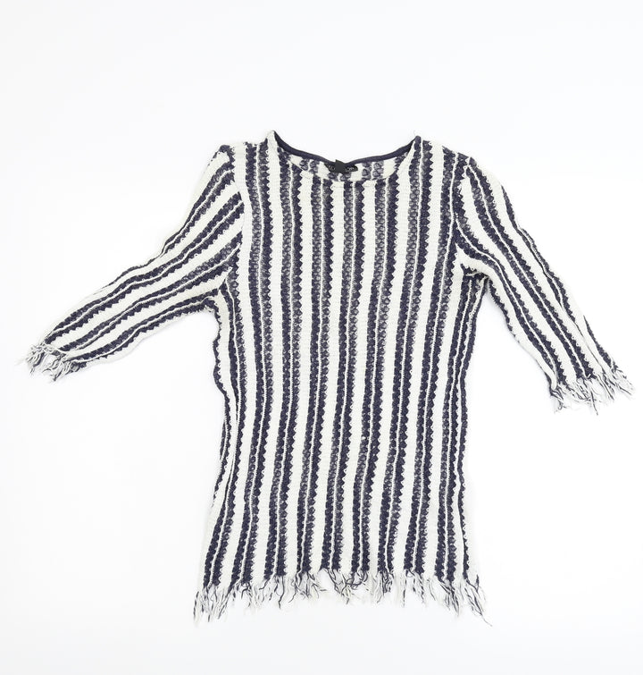 Topshop Womens Multicoloured Striped Knit Basic T-Shirt Size 10