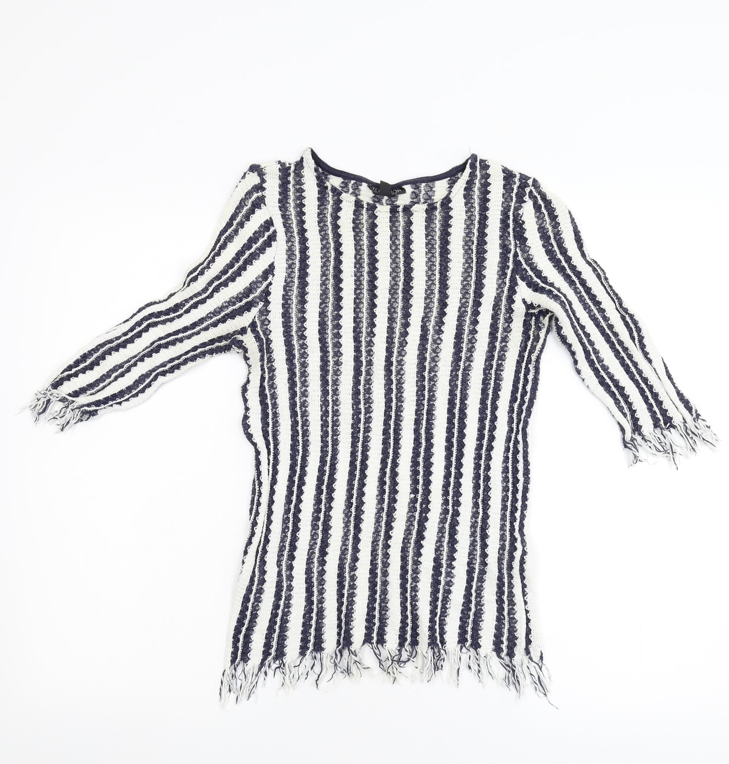Topshop Womens Multicoloured Striped Knit Basic T-Shirt Size 10