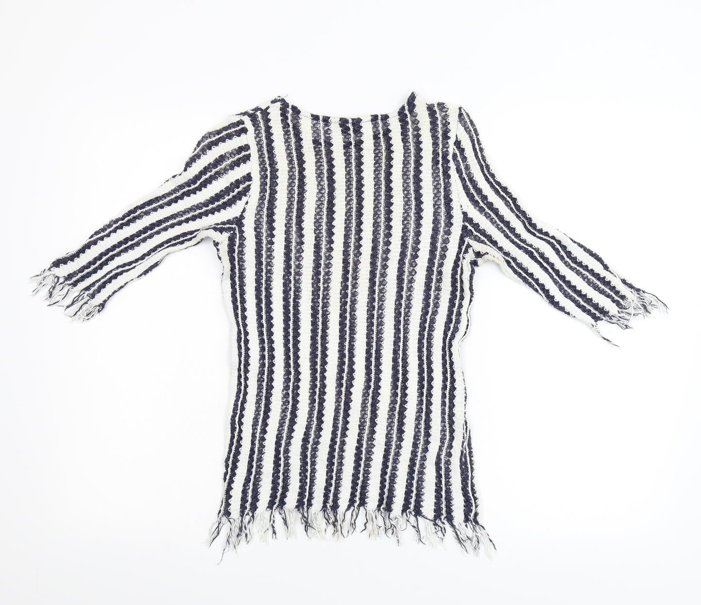 Topshop Womens Multicoloured Striped Knit Basic T-Shirt Size 10