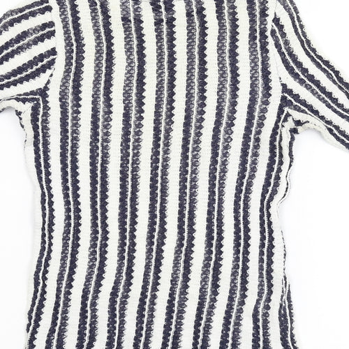 Topshop Womens Multicoloured Striped Knit Basic T-Shirt Size 10