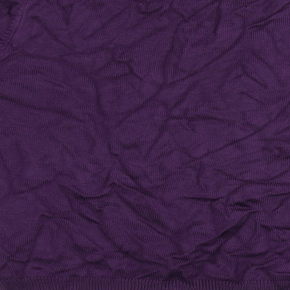Mud Flower Womens Purple Floral Knit Pullover Jumper Size M