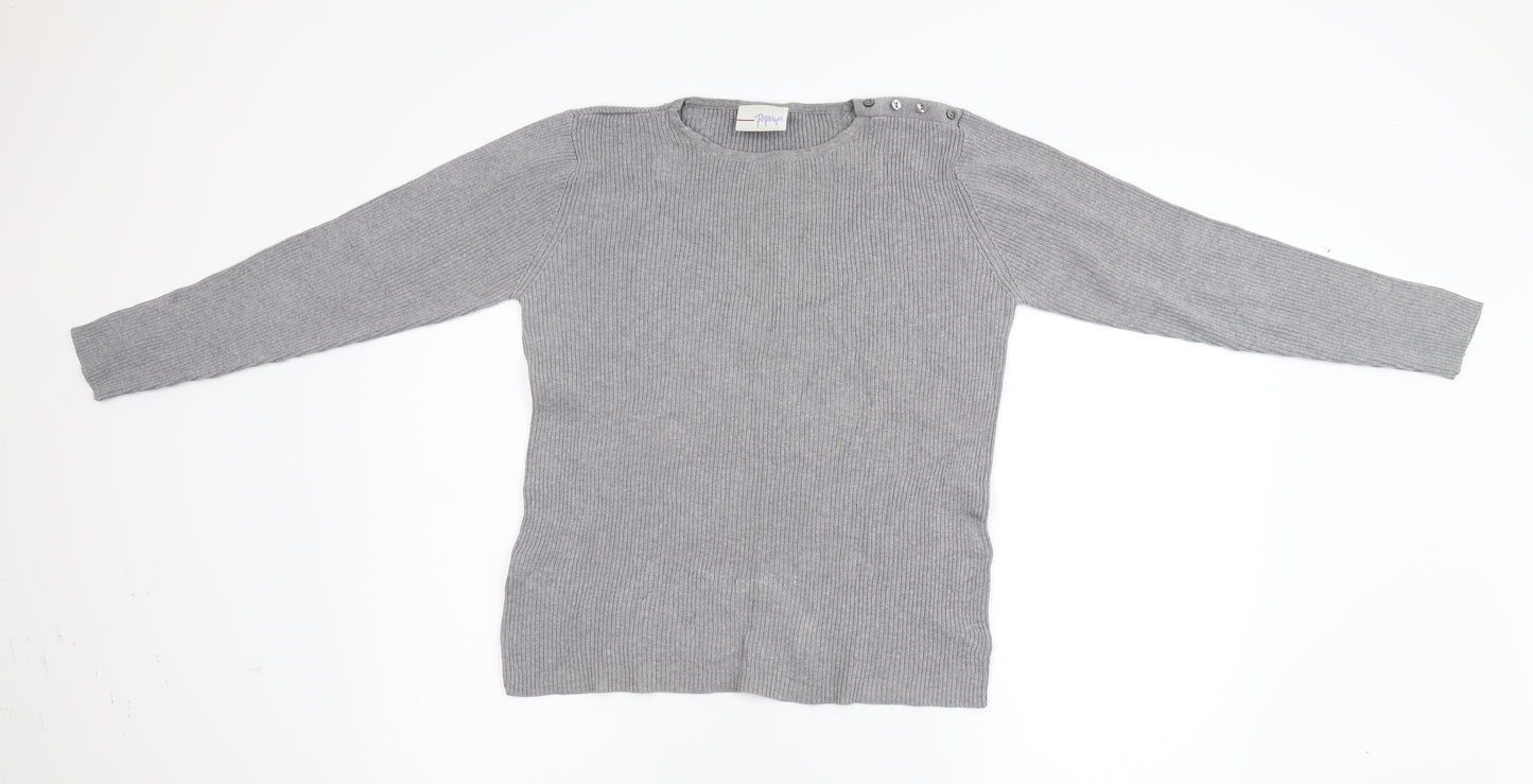 Papaya Womens Grey  Knit Pullover Jumper Size L
