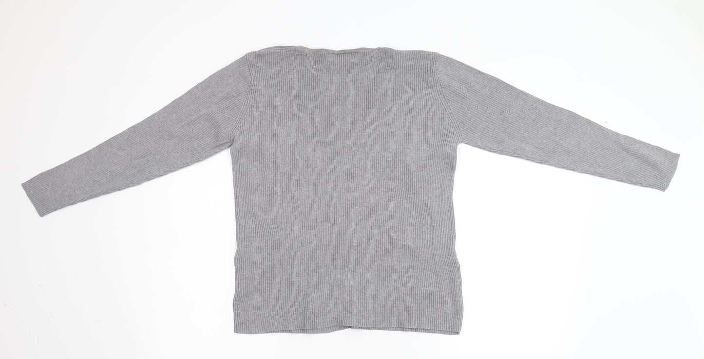 Papaya Womens Grey  Knit Pullover Jumper Size L