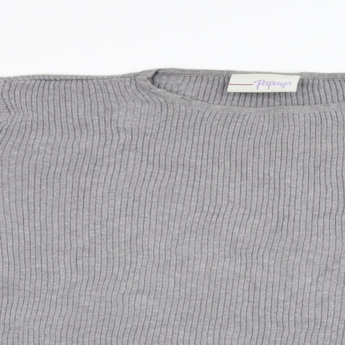 Papaya Womens Grey  Knit Pullover Jumper Size L