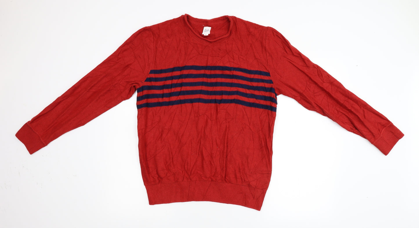 Gap Mens Red Striped Knit Pullover Jumper Size M