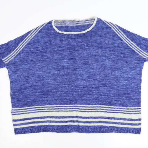 Preworn Womens Blue Striped Knit Pullover Jumper Size L