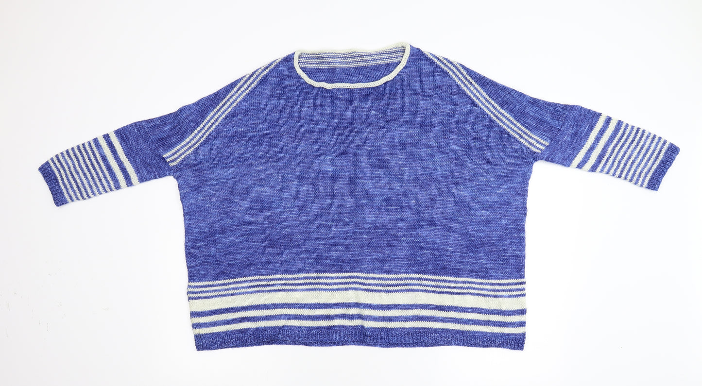 Preworn Womens Blue Striped Knit Pullover Jumper Size L