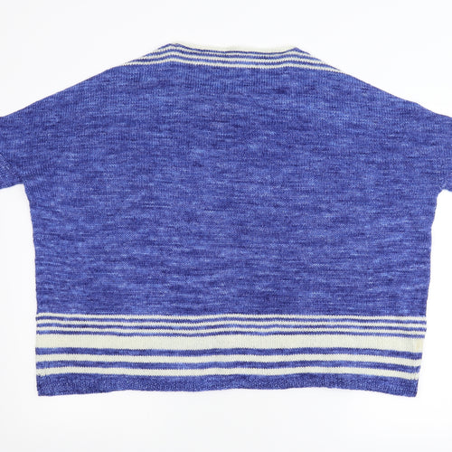 Preworn Womens Blue Striped Knit Pullover Jumper Size L