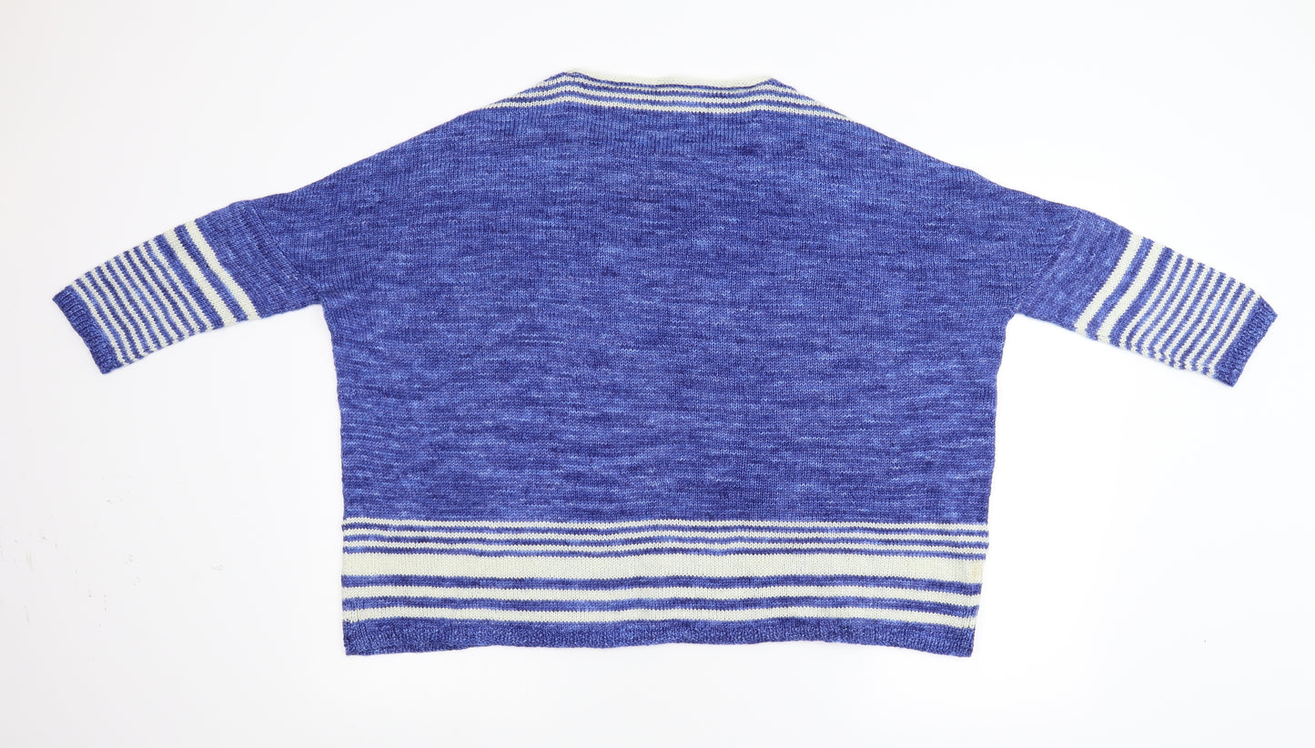 Preworn Womens Blue Striped Knit Pullover Jumper Size L