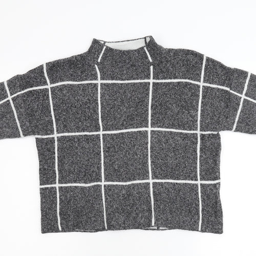 Primark Womens Grey Check Knit Pullover Jumper Size M