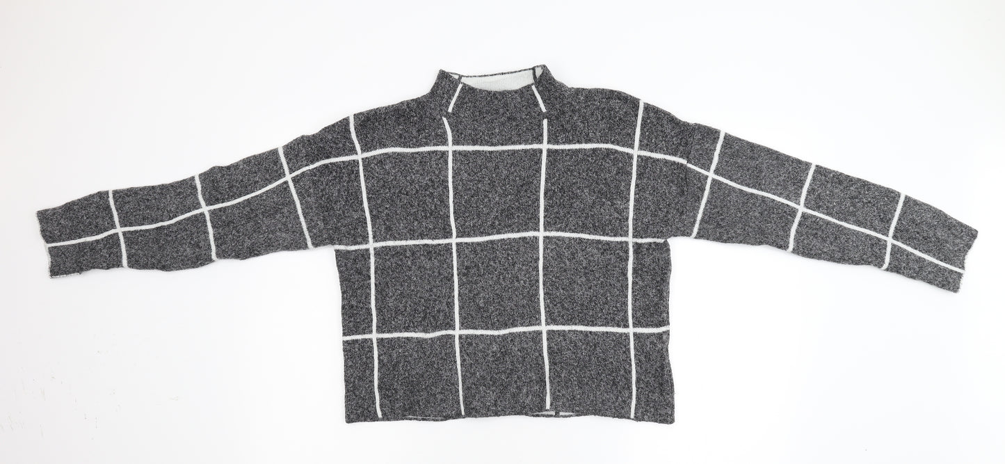 Primark Womens Grey Check Knit Pullover Jumper Size M