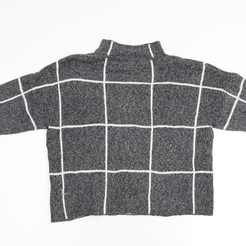 Primark Womens Grey Check Knit Pullover Jumper Size M