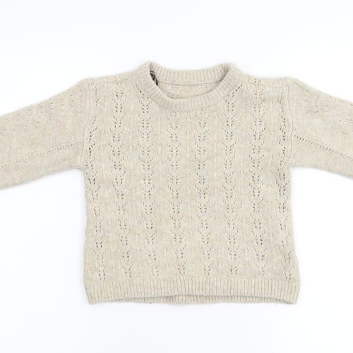 Preworn Girls Beige  Knit Pullover Jumper Size M
