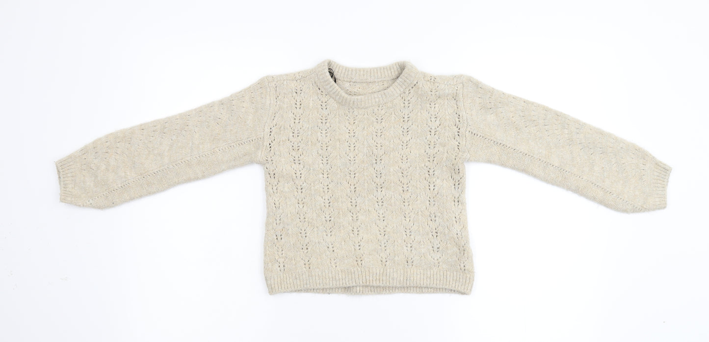 Preworn Girls Beige  Knit Pullover Jumper Size M