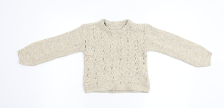 Preworn Girls Beige  Knit Pullover Jumper Size M