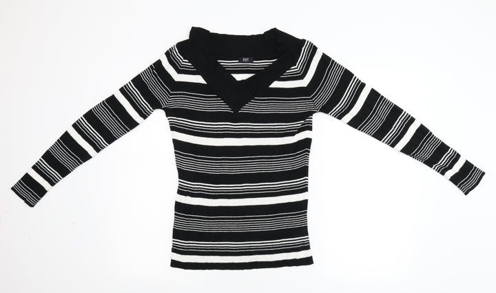 F&F Womens Multicoloured Striped Knit Pullover Jumper Size M