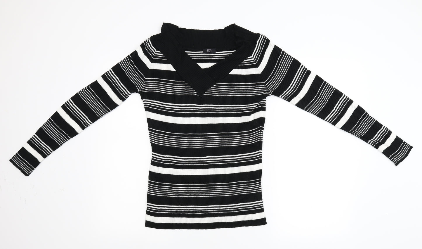 F&F Womens Multicoloured Striped Knit Pullover Jumper Size M