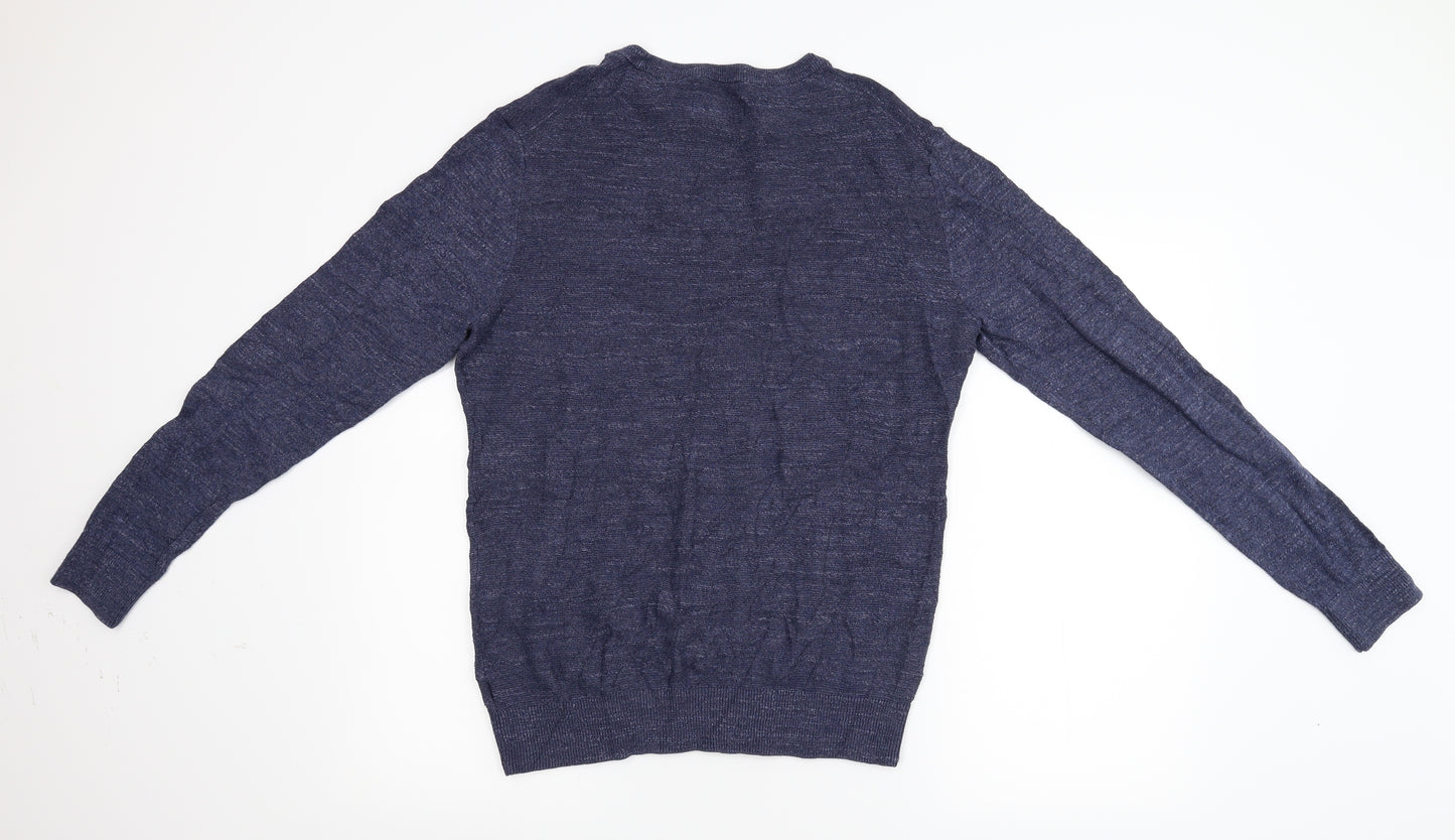 Criminal Mens Blue  Knit Pullover Jumper Size M