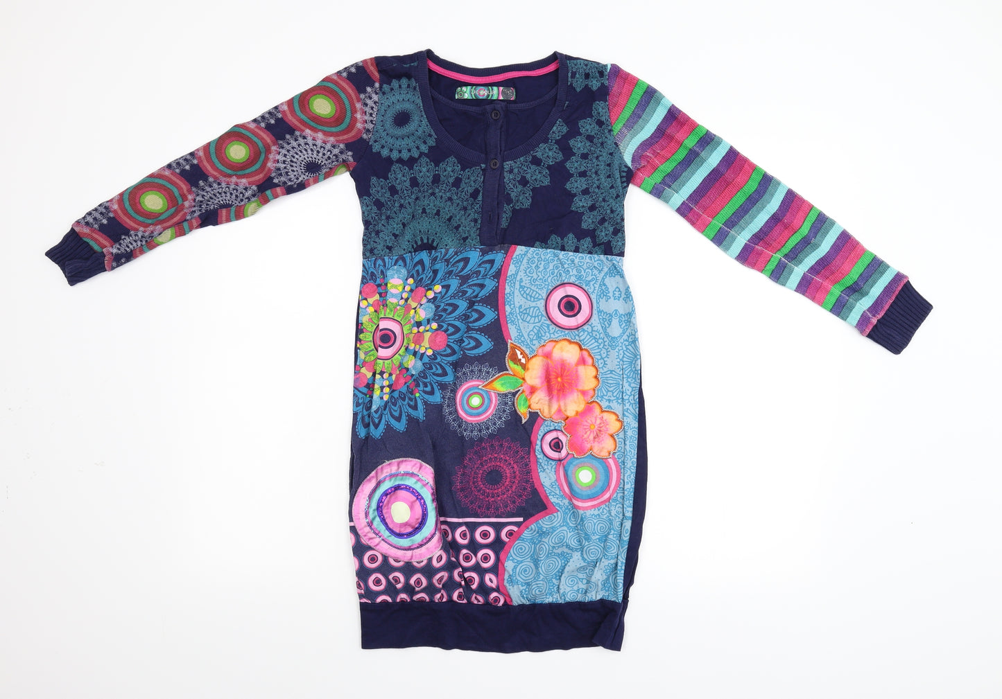 Desigual Girls Multicoloured Striped Jersey Shift  Size 11-12 Years