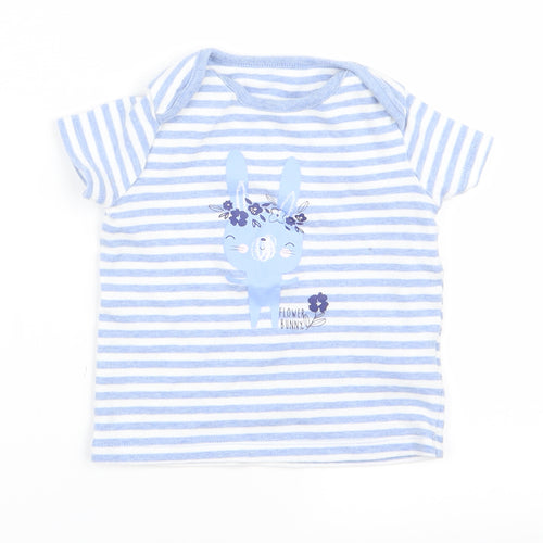F&F Baby Blue Striped  Basic T-Shirt Size 12 Months