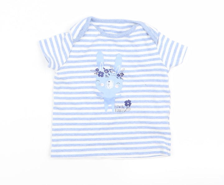 F&F Baby Blue Striped Basic T-Shirt Size 12 Months