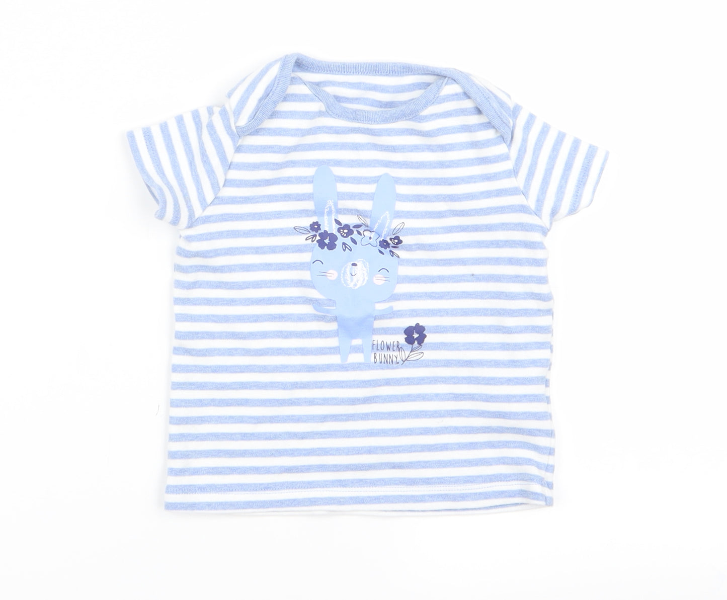 F&F Baby Blue Striped  Basic T-Shirt Size 12 Months