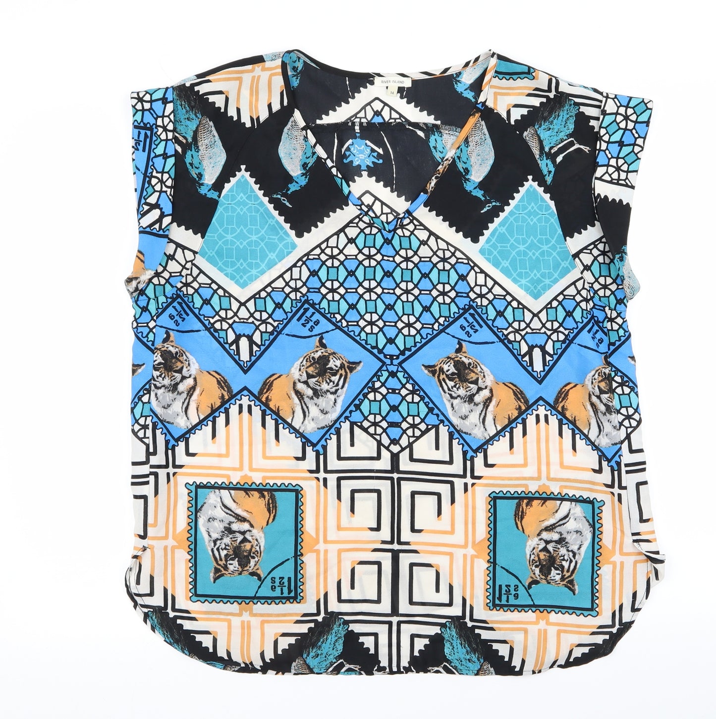 River Island Womens Multicoloured Animal Print  Basic Blouse Size 14