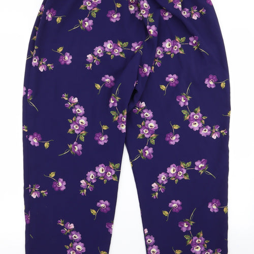 BHS Womens Purple Floral  Trousers  Size 16 L26 in