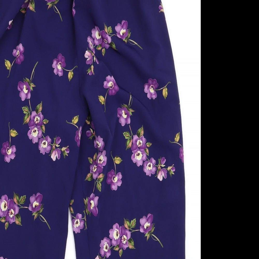 BHS Womens Purple Floral  Trousers  Size 16 L26 in