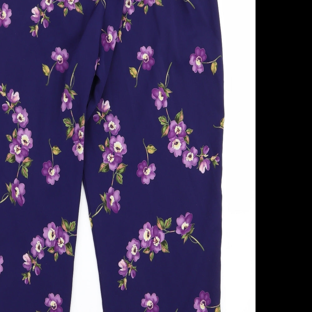 BHS Womens Purple Floral  Trousers  Size 16 L26 in