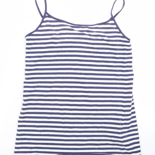 Preworn Womens Blue Striped  Basic Blouse Size 16