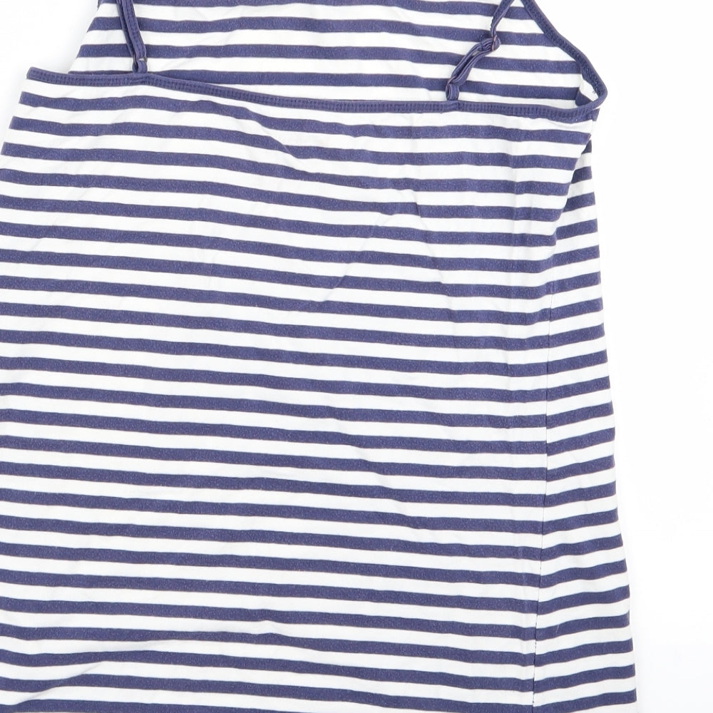 Preworn Womens Blue Striped  Basic Blouse Size 16