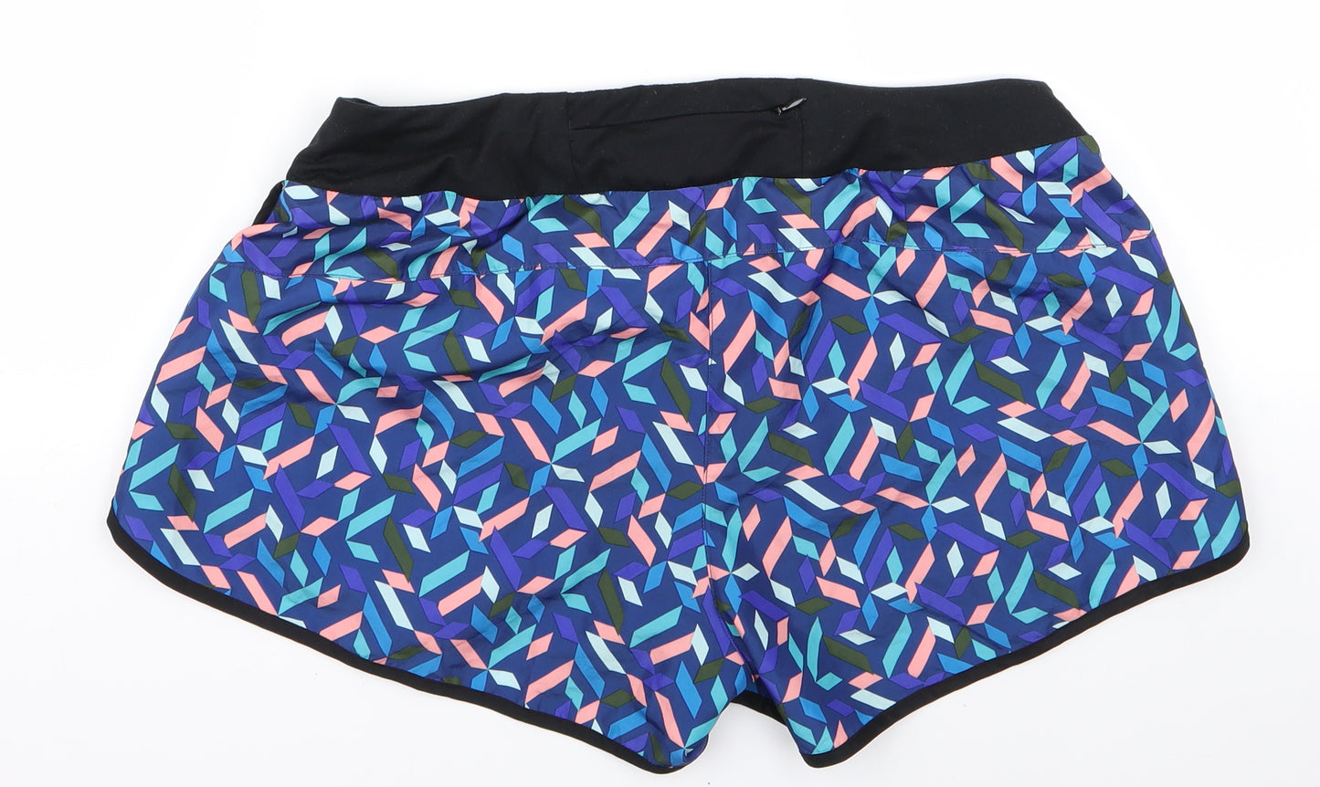 Crivit Womens Blue Check  Hot Pants Shorts Size M