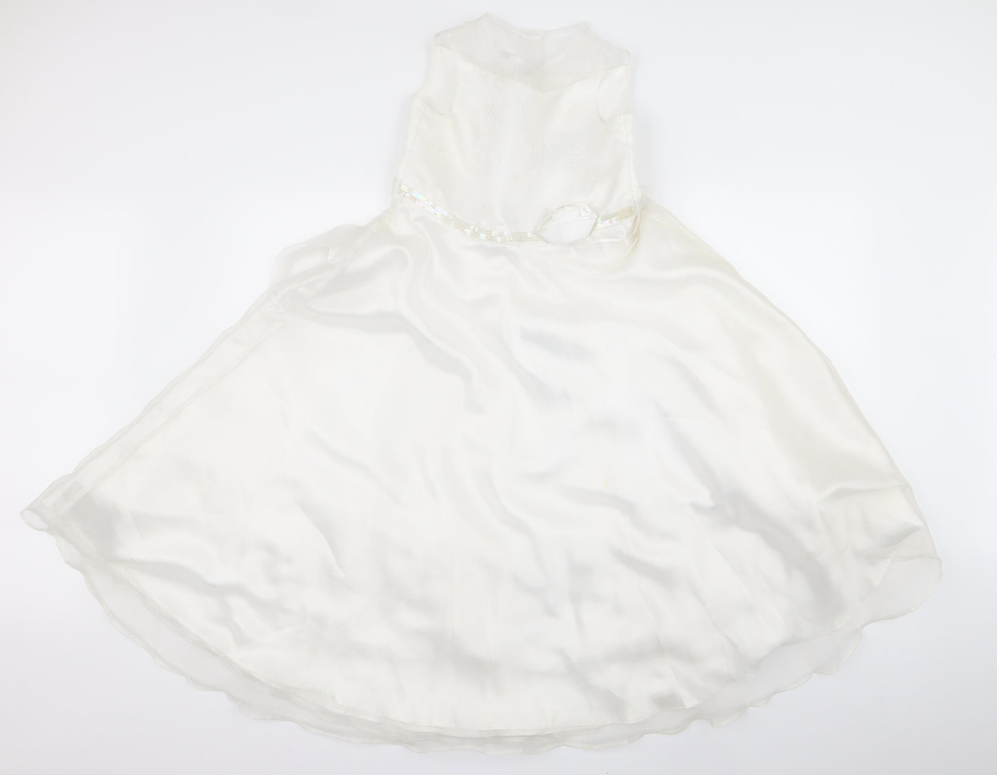 Adams Girls White  Ramie A-Line  Size 8 Years